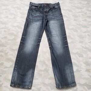Tokyo Five Jeans Mens 30 Blue Straight Leg Pockets Denim Dark Wash Whiskered